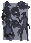  4_toes 5_fingers anthro black_body black_fur black_nose breasts canid canine canis domestic_dog featureless_breasts featureless_crotch female fingers fur grey_body grey_fur mammal nude okithau solo toes yellow_eyes 