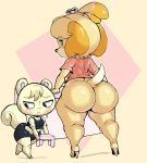  aloha_shirt animal_crossing anthro big_butt bike_shorts bottomless bottomwear bulge butt canid canine canis clothed clothing domestic_dog duo female footwear furniture girly hi_res high_heels huge_butt isabelle_(animal_crossing) larger_female looking_back male mammal marshal_(animal_crossing) nintendo partially_clothed purple_yoshi_draws rodent sciurid shih_tzu shirt shoes shorts simple_background size_difference smaller_male stool thick_thighs tight_clothing topwear toy_dog tree_squirrel video_games yellow_background yellow_body 