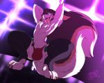  2017 anthro balls blue_eyes brown_body brown_fur bulge claws clothed clothing fluffy fluffy_tail fur genitals katauni male mammal money multicolored_body multicolored_fur open_mouth open_smile partially_clothed penis pole pose rodent sciurid smile solo stripper stripper_pole tattoorexy tongue tongue_out two_tone_body two_tone_fur white_body white_fur 