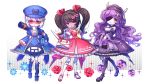  3girls absurdres bag bangs black_hair crown_hair_ornament dark_skin flower genderswap genderswap_(mtf) gothic_lolita hair_ornament hairclip handbag highres kyarara_renan lolita_fashion long_hair mechanical_wings mini_wings multiple_girls musical_note_hair_ornament one_eye_covered personification purple_hair red_eyes red_flower red_rose rose shockwave_(transformers) short_hair shoulder_cannon soundwave starscream sunglasses transformers twintails white_hair wings yellow_eyes 