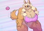  &lt;3 anthro ball big_muscles blonde_hair blue_eyes bra breasts brown_body brown_fur canid canine canis cleavage clothed clothing conditional_dnp english_text female fur grin hair huge_muscles jollyjack mammal muscular muscular_anthro muscular_female pigtails smile solo sports_bra tailwag tan_body tan_fur teeth text translucent translucent_hair underwear were werecanid werecanine werewolf wolf 