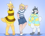  annoyed clothed clothing female group hair hi_res hornynym human kord_(character) male mammal monster_kid simple_background smile tem temmie_(undertale) undertale video_games white_body 