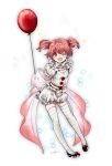  1girl arc_the_lad arc_the_lad_ii balloon choko_(arc_the_lad) dress happy highres looking_at_viewer open_mouth red_hair short_hair short_twintails skirt smile solo thighhighs twintails 