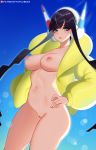  bottomless kamitsure_(pokemon) nipples open_shirt pokemon pussy tofuubear uncensored 