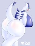  anthro anthrofied big_breasts big_butt breasts butt female hi_res huge_breasts huge_butt legendary_pok&eacute;mon looking_back lugia misx nintendo nipples nude pok&eacute;mon pok&eacute;mon_(species) rear_view simple_background solo thick_thighs video_games walking wide_hips 
