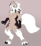  anthro anthrofied arcanine athletic athletic_anthro athletic_male black_body black_fur blue_eyes brown_body brown_fur canid canine claws fan_character fangs fluffy fluffy_tail fur hi_res houndoom hybrid lycanroc male mammal midday_lycanroc mightyena nintendo open_mouth open_smile pok&eacute;mon pok&eacute;mon_(species) simple_background smile solo tattoorexy tongue tongue_out video_games white_body white_fur 