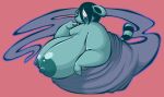  &lt;3 &lt;3_eyes 4_fingers anthro big_breasts black_body black_fur black_hair breasts canid canine clothed clothing female fingers fur ghost ghost_tail green_body green_fur hair hair_over_face huge_breasts hyper hyper_breasts mammal obese obese_anthro obese_female overweight overweight_anthro overweight_female partially_clothed raccoon_dog red_background seldom simple_background solo spirit striped_tail stripes tanuki yurei_(seldom) 