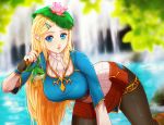  1girl bangs blonde_hair blush braid breasts crown_braid elf esther gloves large_breasts long_hair parted_bangs pointy_ears princess_zelda smile solo swept_bangs the_legend_of_zelda the_legend_of_zelda:_breath_of_the_wild 