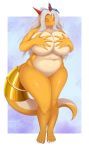  aisyah_zaskia_harnny anthro big_breasts blush bodily_fluids breasts curvy_figure dragon female genitals hair harnny hi_res horn lactating looking_at_viewer nude pussy red_horn solo thick_thighs voluptuous 