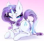  anus blush butt chestfur equid equine female fluffy_ears friendship_is_magic genitals haokan hasbro horn horse looking_at_viewer mammal my_little_pony nude pony presenting puffy_anus pussy raised_tail rarity_(mlp) simple_background smile smiling_at_viewer solo solo_focus unicorn 