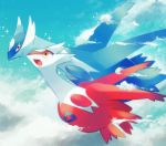  2020 blue_body blue_sky brother brother_and_sister cloud detailed_background digital_media_(artwork) dragon duo female feral flying happy latias latios legendary_pok&eacute;mon looking_at_another male mammal membrane_(anatomy) membranous_wings nintendo open_mouth pok&eacute;mon pok&eacute;mon_(species) red_body scalie sibling sister sky smile sparkles video_games white_body wings zoroa553 