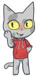  alpha_channel anthro blush bottomless clothed clothing comet_(lunarcheesecake) domestic_cat felid feline felis fur grey_body grey_fur hoodie hoodie_only krackdown9 looking_at_viewer male mammal red_clothing simple_background solo topwear topwear_only transparent_background 