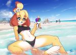  animal_crossing anthro apollo_(animal_crossing) beach bikini blush breasts breath_of_the_wild canid canine canis clothing domestic_dog female female_focus fluff-kevlar group isabelle_(animal_crossing) k.k._slider kass_(tloz) mammal navel nintendo seaside shih_tzu solo_focus spread_legs spreading swimwear the_legend_of_zelda toy_dog under_boob video_games water 