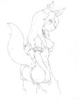  absurd_res anthro belt butt canid canine canis claws collar comic dripping female genitals hair hasuki hi_res long_hair mammal manga monochrome piercing pussy solo spreading wet wolf 
