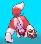  anthro anus ass_up blep blush butt canid canine clitoris female fennec flat_chested fox genitals gwyn hi_res mammal pawpads pink_pussy pussy raised_tail rear_pussy slim solo tongue tongue_out tsuraipossum 