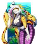  2020 anthro breasts clothed clothing digital_media_(artwork) female fish hair hi_res knight_dd marine midriff navel non-mammal_breasts shark smile solo stanidng white_hair 