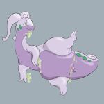  animal_genitalia cloaca dragon female feral gastropod genitals goodra grey_background lying mollusk nintendo obscenecanary on_side pok&eacute;mon pok&eacute;mon_(species) raised_leg simple_background slime smug_face solo video_games 