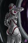  2d alien armor big_butt breasts butt colored female headgear helmet hi_res humanoid machine mag_(warframe) professorcomms robot small_breasts space star thick_thighs video_games warframe window 
