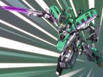  charging_forward e5_hayabusa_(shinkalion) glowing glowing_eyes highres holding holding_sword holding_weapon jumping mecha motion_lines no_humans nonkibou open_hand shinkansen_henkei_robo_shinkalion solo sword weapon yellow_eyes 