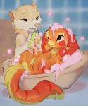  2020 avian bathing bathroom bathtub beak bubble dasyurid dasyuromorph digital_media_(artwork) duo feral fur hybrid mammal mango_(mangobird) marsupial orange_body orange_fur red_body red_fur shurya shuryashish smile soap suds tan_body tan_fur tasmanian_devil 