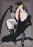  aledonrex animal_humanoid anthro avian avian_humanoid bird emperor_penguin first_person_view genitals hi_res humanoid jack_gloster_(character) leash male paws penguin penis solo talons tapering_penis 