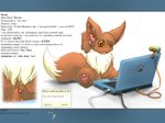  big_ears brown_eyes canine chat_box clippy computer ear_piercing eevee feral fluffy fox hindpaw lando laptop looking_at_viewer male mammal mane nintendo paperclip pawpads paws penis piercing plain_background pok&#233;mon pokemon raised_arm sheath sitting solo video_games webcam white_background 