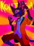  3:4 anthro bright_colors bugluck clothed clothing domestic_cat eyestrain felid feline felis forked_tongue hi_res male mammal solo tongue 