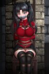  absurdres bdsm bondage bound fate/stay_night fate_(series) gag highres plusout tied_up tohsaka_rin 