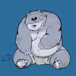  1:1 2008 anthro belly blue_background bulge clothing kemono male mammal overweight overweight_anthro overweight_male simple_background sitting solo underwear ursid wantaro 