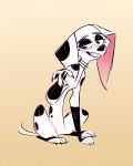  101_dalmatian_street 101_dalmatians 4_fingers canid canine canis choker claws dalmatian disney dolly_(101_dalmatians) domestic_dog female feral fingers ftk_(artist) half-closed_eyes hi_res jewelry mammal narrowed_eyes necklace paws sitting smile solo spots white_body 