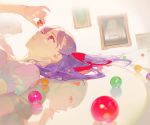  asukaziye cropped dark_matou_sakura fate/stay_night fate_(series) gray_hair long_hair matou_sakura purple_eyes purple_hair red_eyes reflection ribbons 