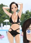  6+girls :d armpits arms_behind_head arms_up bangs beach_chair beach_umbrella black_hair black_swimsuit blue_eyes blue_sky blush breasts brown_eyes brown_hair cleavage collarbone day eyebrows_visible_through_hair ganbare_douki-chan halterneck highres innertube large_breasts light_blush looking_at_viewer medium_hair multiple_girls multiple_straps navel office_lady_(yomu_(sgt_epper)) okuzumi_maiko open_mouth original outdoors pool sidelocks sky sleeveless smile swimsuit tearing_up thighs tied_hair tree umbrella wet wet_clothes wet_hair wet_swimsuit yomu_(sgt_epper) 