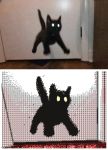  2020 ambiguous_gender animated black_body black_ears black_fur black_tail domestic_cat door felid feline felis feral floating fur inside keke_(artist) loop low_res mammal midair monotone_body monotone_ears monotone_fur monotone_tail quadruped short_playtime solo 