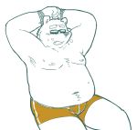  2011 anthro belly blush bound bulge clothing eyewear glasses kemono kick_(artist) male mammal moobs navel nipples overweight overweight_anthro overweight_male rope simple_background solo underwear ursid white_background 