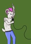  2020 anthro bottomwear bovid caprine clothed clothing digital_drawing_(artwork) digital_media_(artwork) facial_piercing fur greenade grey_body grey_fur hair jeans male mammal microphone mohawk_(disambiguation) nose_piercing nose_ring pants piercing pink_hair portrait punk shaved_head sheep simple_background singing solo tattooed_arm topless topless_male 