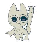 2020 adorabat anthro bat_(object) cartoon_network chiropteran club_(weapon) cute_fangs female full-length_portrait holding_object holding_weapon looking_at_viewer low_res mammal mao_mao:_heroes_of_pure_heart melee_weapon monochrome nailed_bat portrait simple_background solo spiked_bat star-rod weapon white_background 