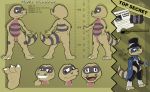  2020 3_toes anthro balls claws digital_media_(artwork) expression_sheet genitals headshot hi_res humanoid_genitalia humanoid_penis krokorok male mettle model_sheet multiple_poses nintendo penis pok&eacute;mon pok&eacute;mon_(species) pose simple_background solo standing stripedcrocodile toes video_games 