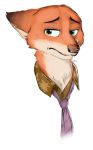  2018 anthro canid canine cheek_tuft clothed clothing dipstick_ears disney facial_tuft fox fur green_eyes hi_res male mammal multicolored_ears neck_tuft necktie nick_wilde orange_body orange_fur red_fox rufustech_(artist) shirt simple_background solo topwear tuft white_background zootopia 