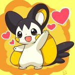  1:1 2013 ambiguous_gender black_body black_fur emolga fingers fur gesture nintendo oukayuuouji pok&eacute;mon pok&eacute;mon_(species) signature simple_background smile solo video_games waving white_body white_fur white_inner_ear yellow_background yellow_body yellow_cheeks yellow_inner_ear 