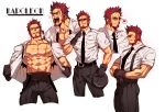  1boy abs bara beard blue_eyes blush brown_hair chest collage facial_hair fate/grand_order fate_(series) goatee looking_at_viewer male_focus multiple_views muscle na_insoo napoleon_bonaparte_(fate/grand_order) open_clothes open_shirt pectorals scar sideburns smile sunglasses suspenders undressing 