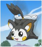  ambiguous_gender black_body black_fur emolga feral fingers flying fur nintendo no_sclera open_mouth open_smile pichu90 pok&eacute;mon pok&eacute;mon_(species) smile solo tongue tree video_games white_body white_fur white_inner_ear yellow_body yellow_fur yellow_inner_ear 