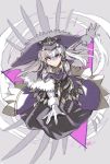  1girl batoson54 closed_mouth dress fire_emblem fire_emblem:_three_houses fire_emblem_heroes fur_trim gloves hair_ornament hat highres long_hair lysithea_von_ordelia pink_eyes solo white_gloves white_hair 