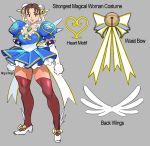  alternate_costume bell blush breasts brown_eyes brown_hair character_sheet choker chun-li cleavage clenched_hands double_bun earrings elbow_gloves english_text eyeshadow gloves grey_background hair_bell hair_bun hair_ornament highres jewelry makeup open_mouth puffy_sleeves red_legwear ring short_hair simple_background sketch smile spikes standing street_fighter teeth thighhighs upper_teeth watatanza white_choker white_footwear 