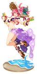  1girl black_footwear breasts disgaea full_body gun high_heels highres holding holding_gun holding_weapon iwasi-r looking_at_viewer makai_senki_disgaea_5 medium_breasts open_mouth pink_hair pointy_ears ponytail purple_eyes seraphina_(disgaea) short_hair skirt smile solo water_gun weapon 