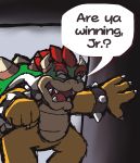  2020 ? anthro are_ya_winning_son? bowser bracelet claws collar dark_room dialogue donutpastry door doorway english_text eyebrows eyes_closed green_body green_shell green_skin hair horn humor jewelry king koopa male mario_bros meme multicolored_body multicolored_skin nintendo open_mouth pink_tongue question red_eyebrows red_hair royalty scalie sharp_claws sharp_teeth shell short_hair smile solo speech_bubble spiked_bracelet spiked_tail spikes spikes_(anatomy) standing tan_body tan_skin teeth text tongue video_games white_horn yellow_body yellow_skin yellow_tail 