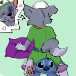  &lt;3 1:1 alien anthro blue_body blue_fur blue_nose canid canine canis clothing crossover disney domestic_dog ears_down experiment_(lilo_and_stitch) fingers fur grey_body grey_fur hat headgear headwear hi_res lilo_and_stitch male mammal mayakitty nickelodeon no_sclera paw_patrol pawpads pivoted_ears rocky_(paw_patrol) stitch_(lilo_and_stitch) teeth tongue young 
