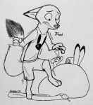  2019 airhorn ambiguous_gender anthro black_and_white bottomwear canid canine clothed clothing dipstick_tail disney ears_back feral fluffy fluffy_tail fox fully_clothed group hi_res holding_object holding_tail inktober inner_ear_fluff judy_hopps lagomorph leporid mammal monochrome multicolored_tail nick_wilde pawpads pivoted_ears rabbit reptile scalie shirt shorts simple_background sleeping snake tank_top theblueberrycarrots tongue tongue_out topwear tuft waffle_(theblueberrycarrots) white_background zootopia 