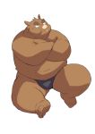  2020 anthro ayame42612 belly brown_body brown_fur clothing fur hi_res kemono male mammal overweight overweight_anthro overweight_male simple_background sitting solo suid suina sus_(pig) underwear white_background wild_boar 