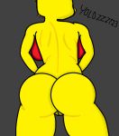  anthro back_boob big_breasts big_butt breasts butt female fur genitals humanoid lagomorph leporid mammal nude pussy rabbit rear_view red_body red_fur simple_background solo thick_butt thick_thighs yellow_body yellow_fur yolozzz123 