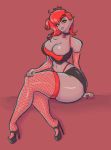  absurd_res big_breasts breasts clothing female fishnet hair hi_res huge_breasts human human_only legwear mammal not_furry pose red_hair saidra sitting solo thick_thighs thigh_highs thong tira underwear 